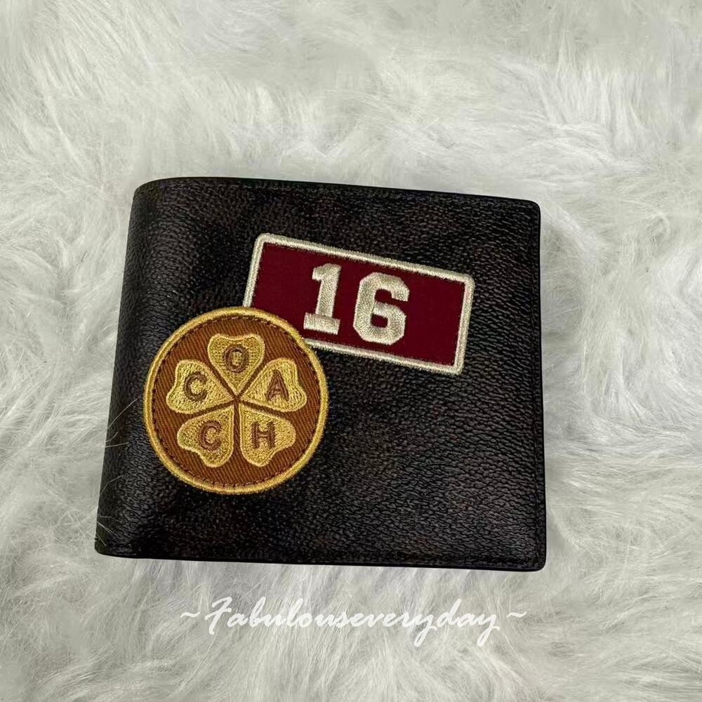 Coach 3-In-1 Wallet In Signature Canvas With Patches In Walnut/Black CFR94 NWT